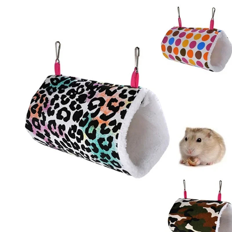 2023 New Hamster House Warm Soft Beds and Houses Rodent Cage Printed Hammock for Rats Cotton Guinea Pig Accessories Small Animal