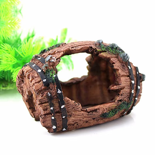 Aquarium Artificial Barrel Cave Resin Ornaments Decorations Landscaping Accessories for Fish Tank Aquarium Decoration Background