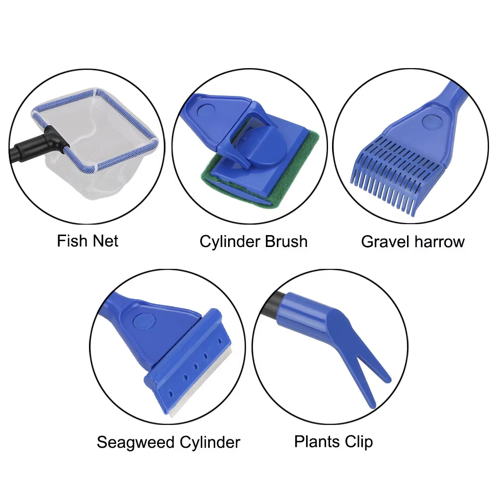 5 in 1 Aquarium Cleaning Tools Adjustable Aquarium Cleaner Aquarium Tank Clean Set