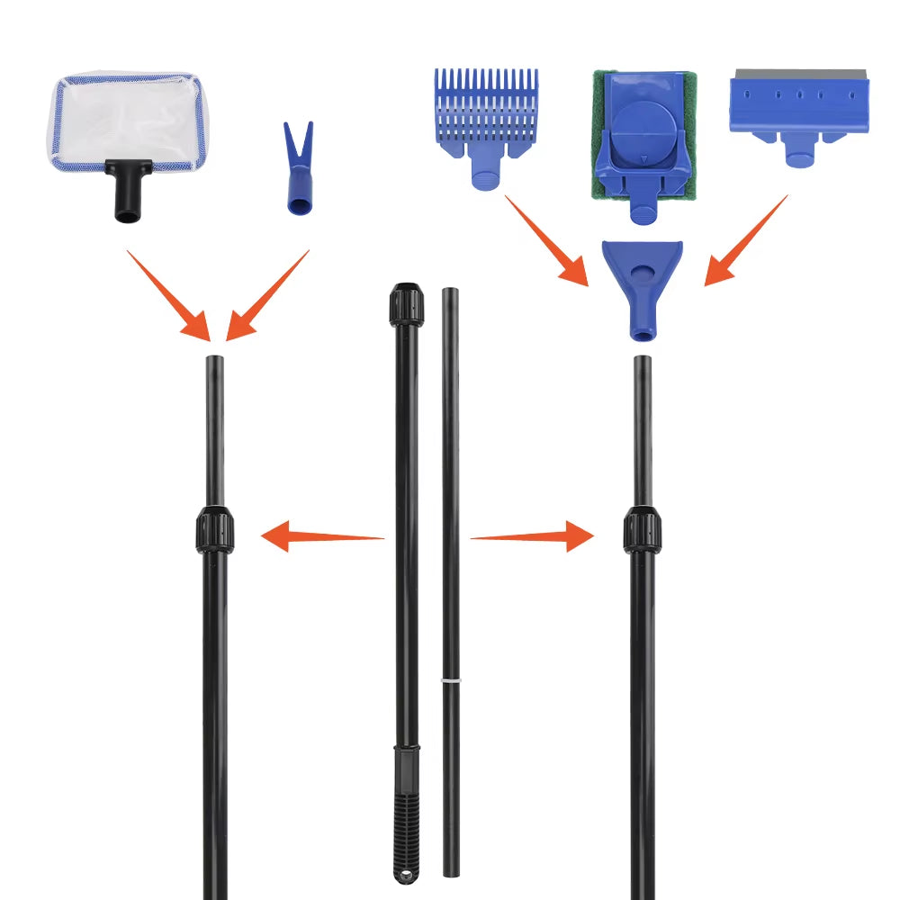 5 in 1 Aquarium Cleaning Tools Adjustable Aquarium Cleaner Aquarium Tank Clean Set