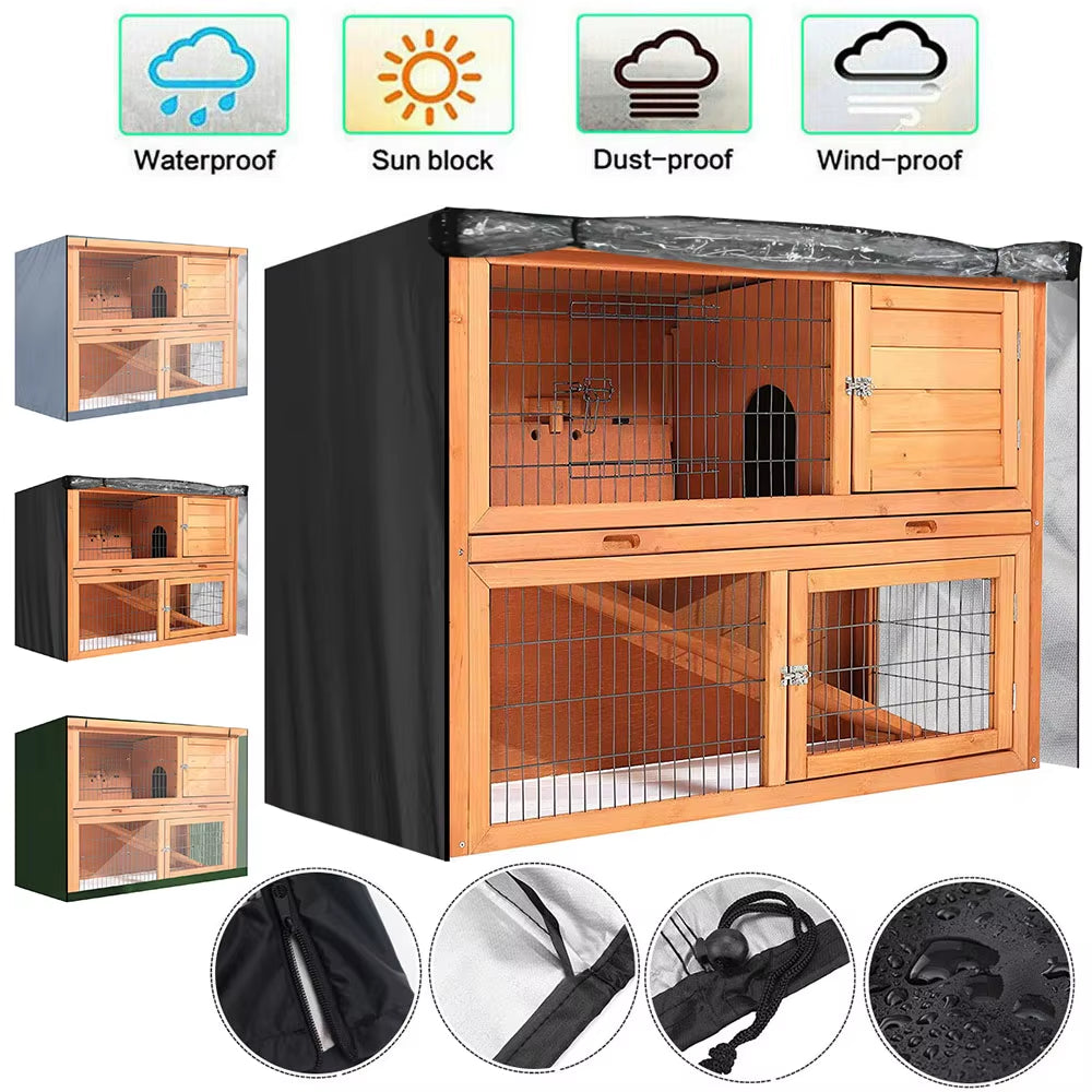 Waterproof 4FT Rabbit Hutch Cover Pet Bunny Cage Pet Bunny Cage Dustcover Outdoor Garden Patio Windproof Outdoor without Cage