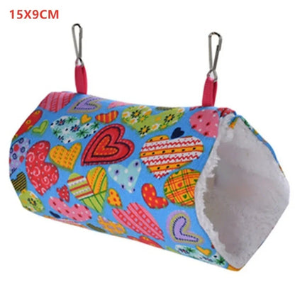 2023 New Hamster House Warm Soft Beds and Houses Rodent Cage Printed Hammock for Rats Cotton Guinea Pig Accessories Small Animal