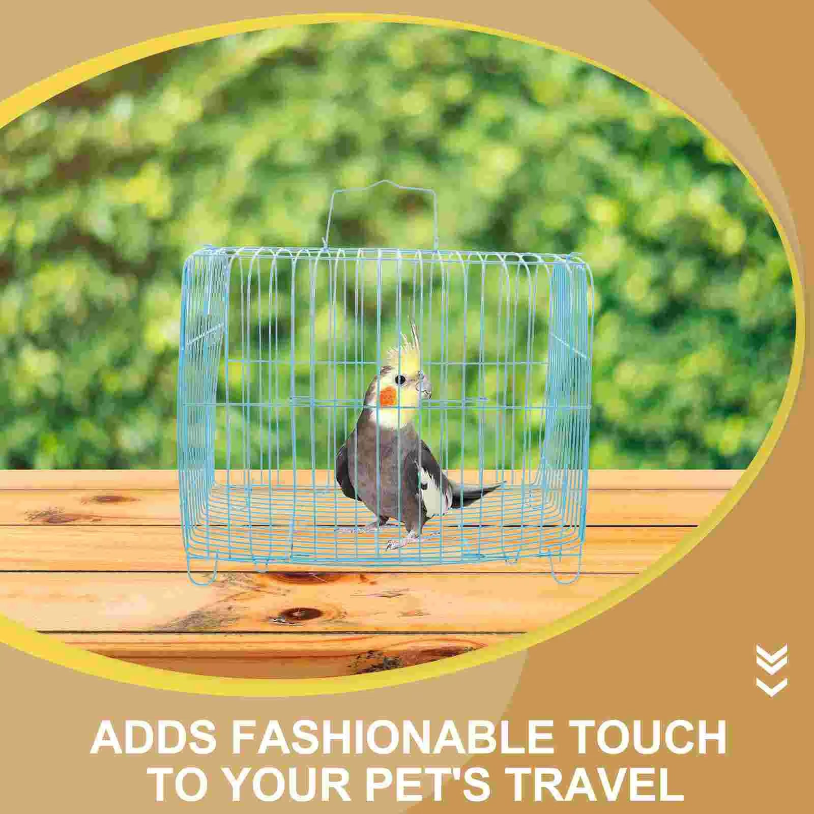 Handcage Bird Handheld Parrot Travel Carrier Wire Pet Steel Portable Cages for Birds Carrying